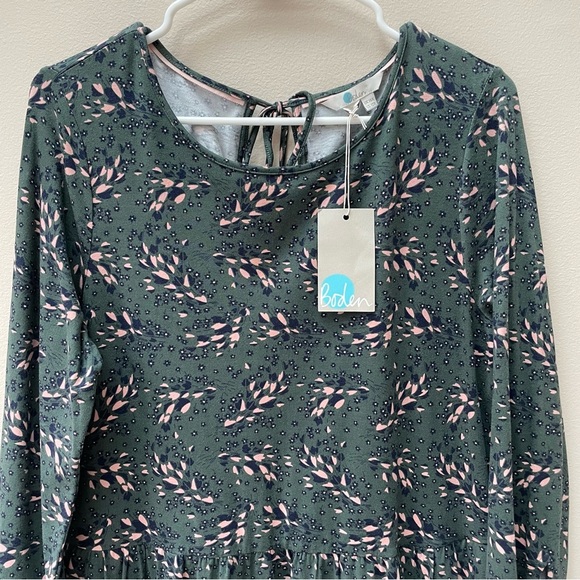 NWT Boden Green Floral Super Soft Long Sleeve Keyhole Posie Dress Size 10 - Picture 4 of 12